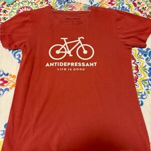 Life Is Good Red Bicycle Graphic Shirt